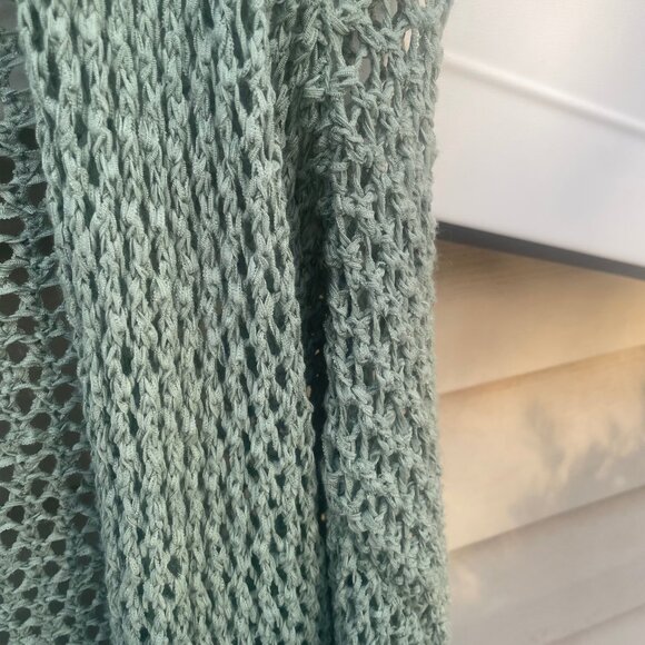 Mint Green BOHO Audrey Parks Fringe Sweater - great color! - Like New! - Picture 5 of 6